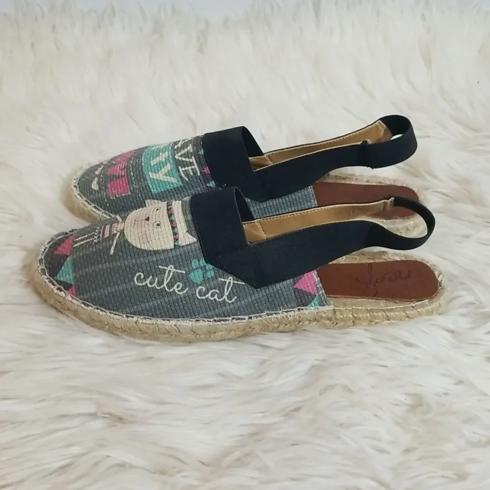 Neef Brave Kitty Love Espadrille Sling Platforms - New In Box - Size 37 (US 7)